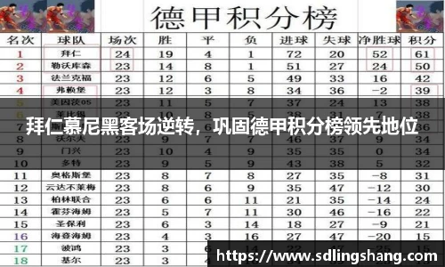拜仁慕尼黑客场逆转，巩固德甲积分榜领先地位